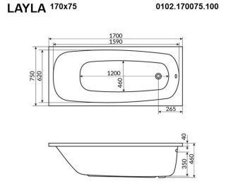 Гидромассажная ванна Whitecross Layla 0102.170075.100.RELAX.GL 170x75см Relax золото